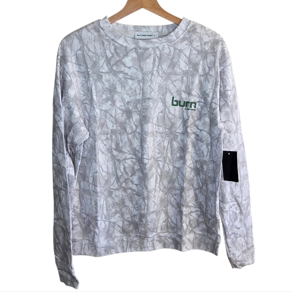 NWT Burn Boot Camp Unisex Camo Crewneck Sweatshirt Size Small